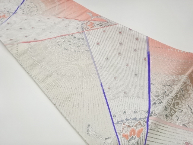 リサイクル　変わり孔雀模様織出し袋帯